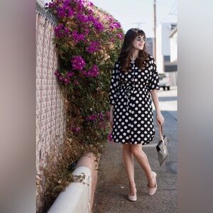 424. Who What Wear Black and White Polka Dot Dress